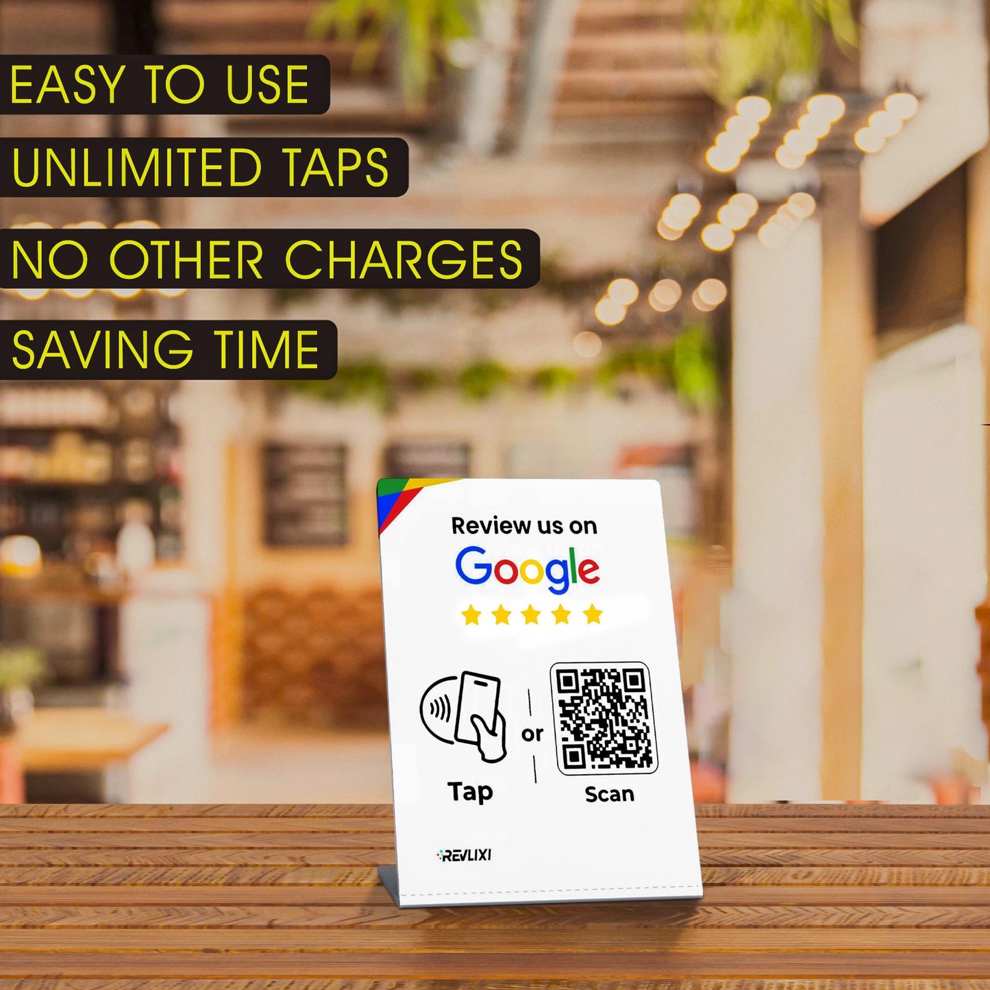 REVLIXI Google Review Stand (3 PCS)- Boost Reviews w/Reusable Google Review Tap Card Stand & QR Code Stand -No App, No Subscription- Android & iPhone Compatible -Boost Google Reviews for Online Growth