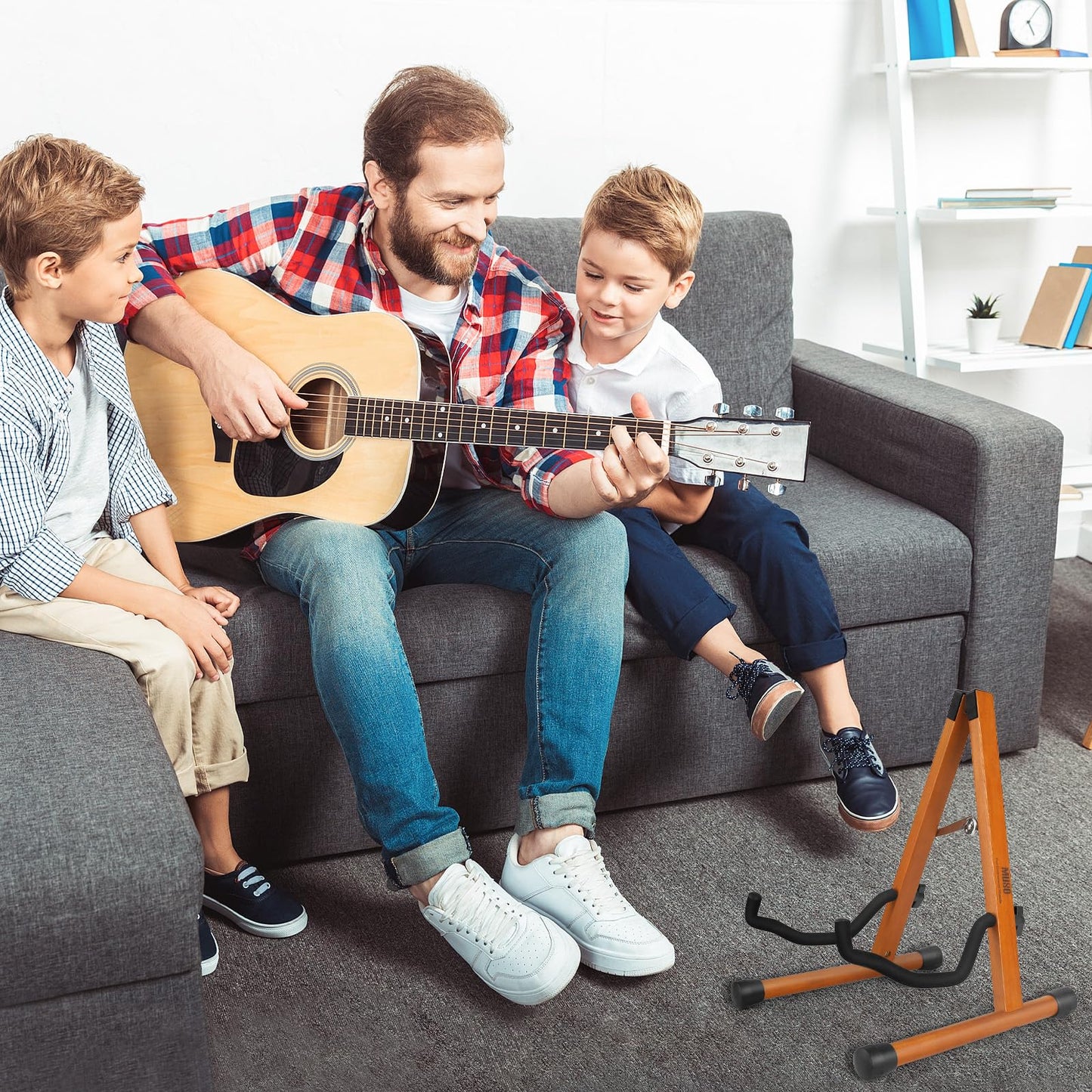 Guitar Stand,Acoustic Guitar Stand,Wood Classical Electric Guitar Stand,Foldable Bass Guitar Stand,Guitar Accessories also fit Bass,Violin,Ukulele(Rosewood)