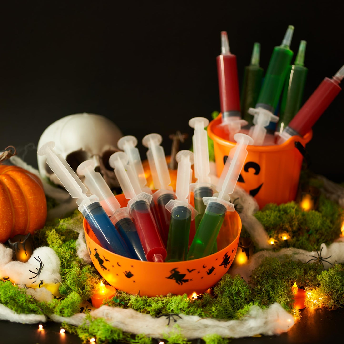 The TWIDDLERS 50 Jumbo Jello Shot Syringes 2 oz (60ml) with Caps/Lids - BPA Free Reusable Large Syringe - Plastic Shot Syringes for Jello Shot, Drinks, Halloween Party, Birthday