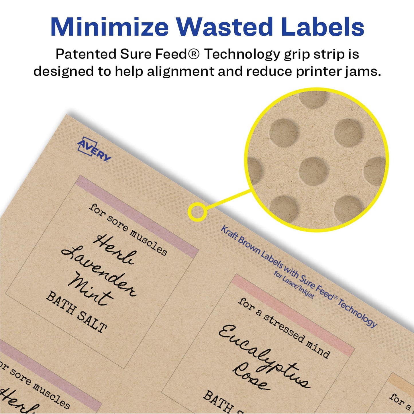 Kraft Brown Print-to-The-Edge Square Labels, Laser/Inkjet