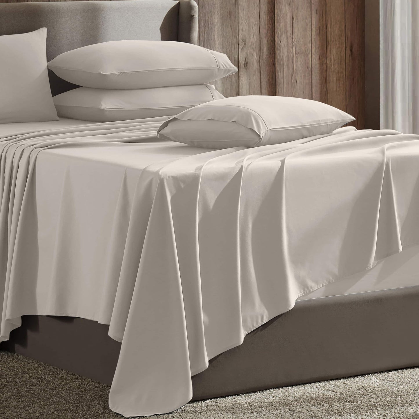Hearth & Harbor Extra Deep Pocket King Size Sheets Sets - Fits Mattress 18-24 Inches - 6 Piece King Size Sheets - King Sheets - Linen
