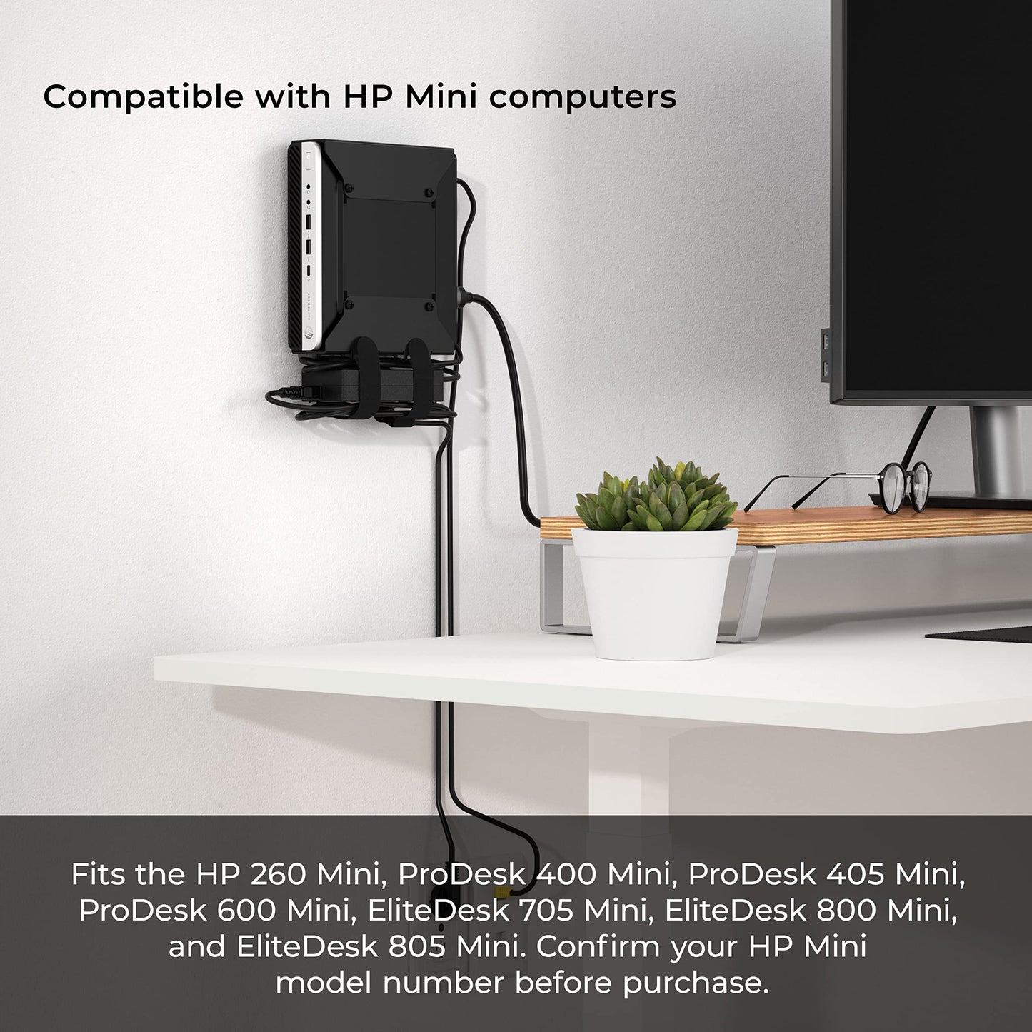 HumanCentric VESA Mount Compatible with HP Desktop Mini, HP ProDesk Mini, HP EliteDesk Mini, Replaces Dual VESA Sleeve for Mini Desktops v3, Mount on an Arm, Under Desk or Wall, 75x75mm, 100x100mm