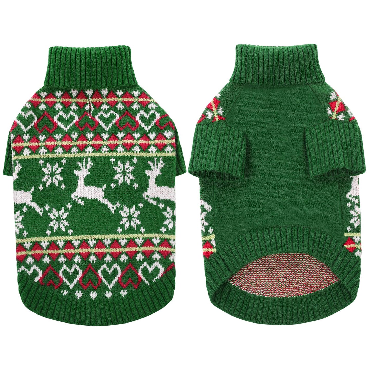 Queenmore Dog Christmas Sweater,Turtleneck Knitted Pullover Xmas Dog Clothes Sweatshirt,Pet Christmas Outfit, Warm Doggy Sweaters for Small Dogs Boy Girl S