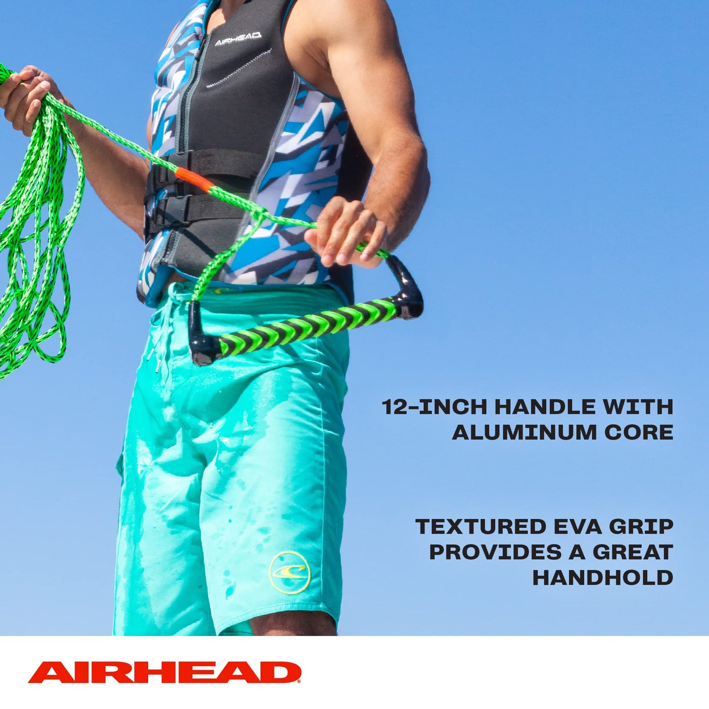 Kwik Tek Airhead Watersports Rope with Eva Handle, 75-Feet
