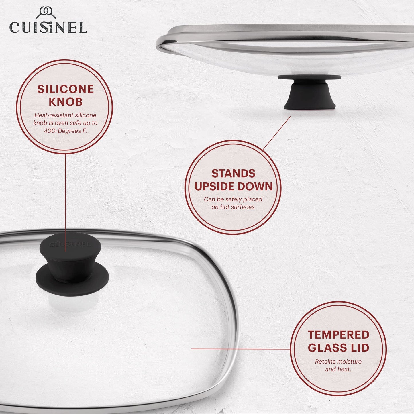 Cast Iron Square Grill Pan with Glass Lid - 10.5 Inch Pre-Seasoned Skillet with Handle Cover and Pan Scraper - Grill, Stovetop, Induction Safe - Indoor and Outdoor Use - for Grilling, Frying, Sauteing