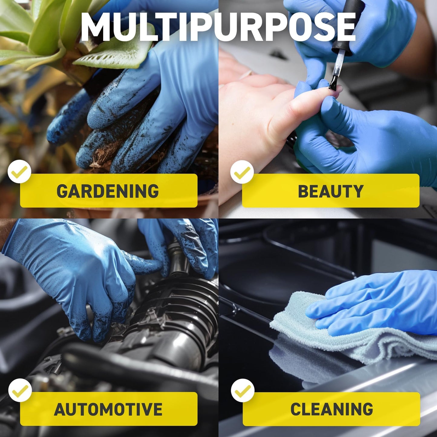 72HRS Nitrile Disposable All Purpose Gloves - 4 mil, Latex Free and Power Free, Food Grade Multipurpose Gloves (1000 Pieces, X-Large)