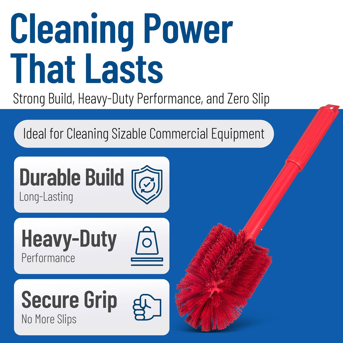 SPARTA Industrial Tank Brush Pipe Brush, Drain Brush with Handle for Commercial Kitchens, Polyester, 16 Inches, Red