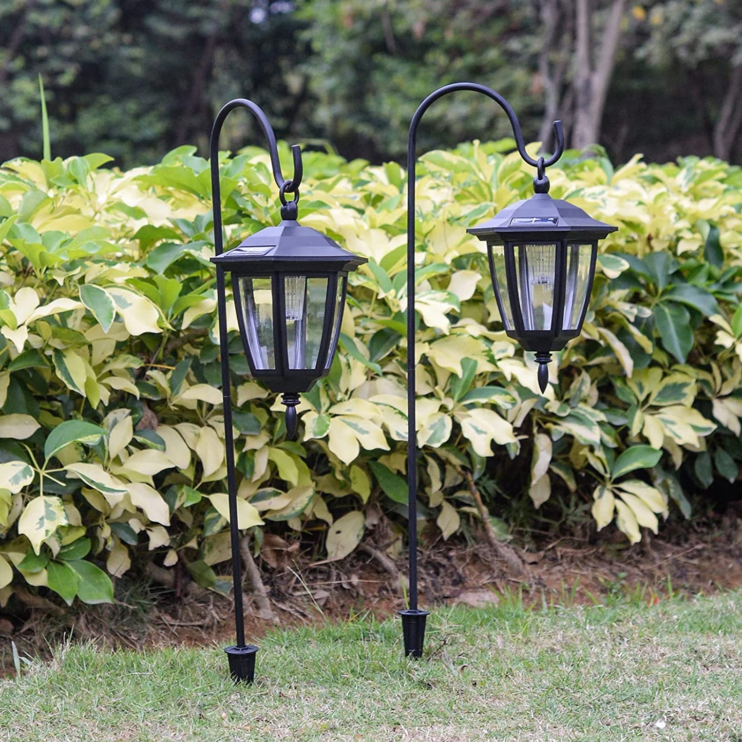 Viewsun 34 Inch Hanging Solar Lights, Shepherd Hook Lights with 2 Shepherd Hooks Waterproof Outdoor Decorative Solar Lantern Lights for Garden Decor, Patio, Backyard, Pathway, 4 Pack