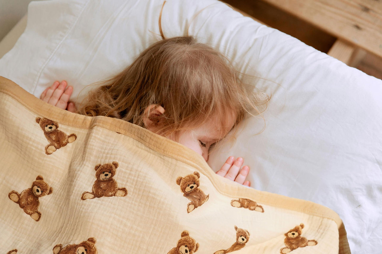 Little Jump 2 Layers Muslin Cotton Baby Blankets - Teddy Bear Toddler Quilt Crib Blanket - Gender Neutral Crib Blanket for Baby Boys and Girls 47"x 47" (Teddy Bears)