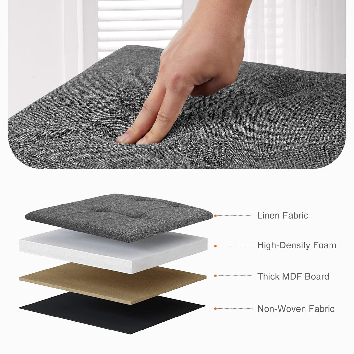 Sweetcrispy Folding Storage Ottoman Bench, Light Grey, Entryway Bench for Living Room, Ottomans with Storage for Bedroom, Heavy Duty 660 lbs Load Capacity, Linen Footrest Seat