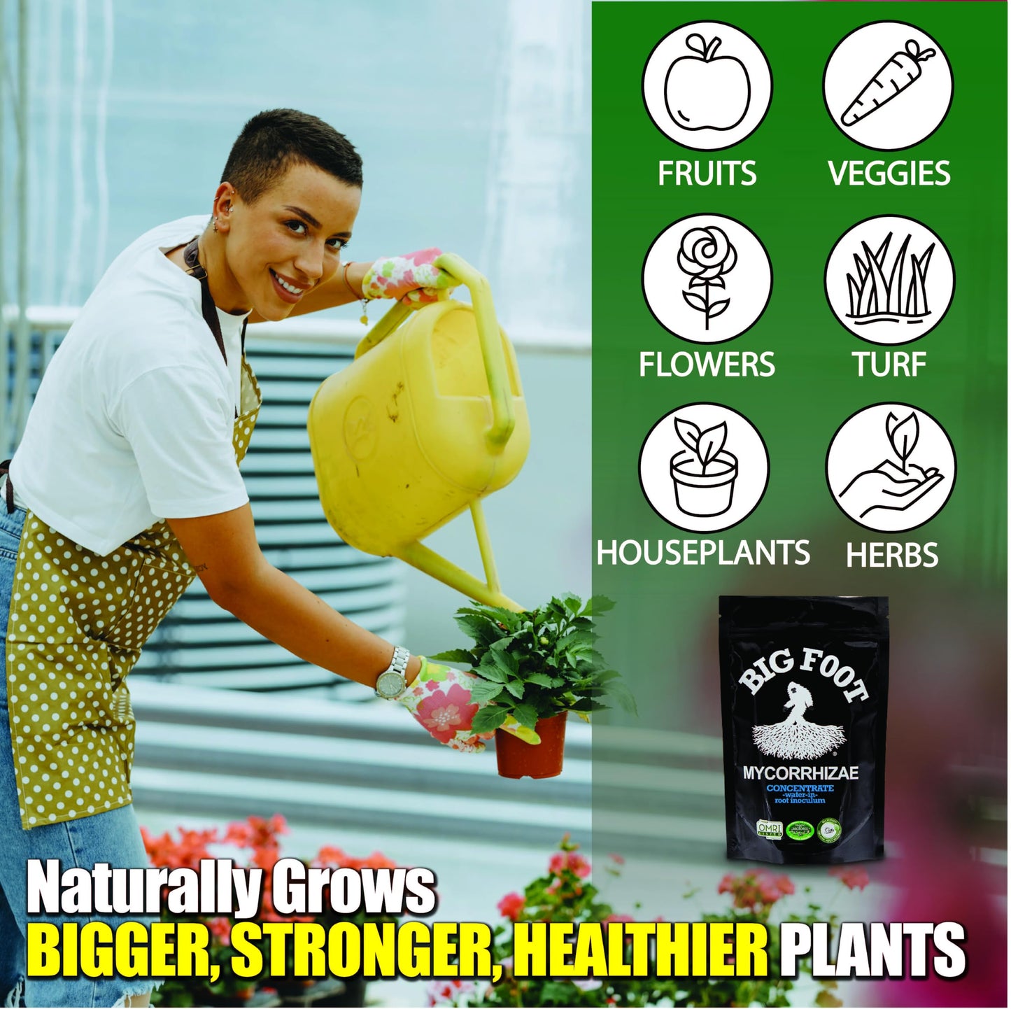 Big Foot Mycorrhizae Water Soluble Concentrate for New and EXISTING Plants - Includes Worm Castings, Kelp, Azomite, Biochar, Humic Acid - 8 Ounces