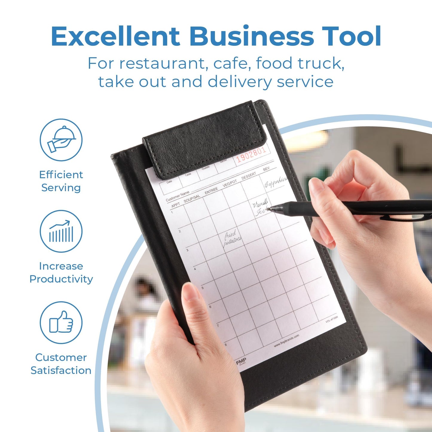 FMP Brands Server Note Pads Paper, Guest Check Books, Total 2000 Sheets, 20 Pads, 100 Sheets/Pad, Guest Check Pads, Order Pads for Servers, Waitress Notepads for Restaurant, Bar, Cafe, Diners