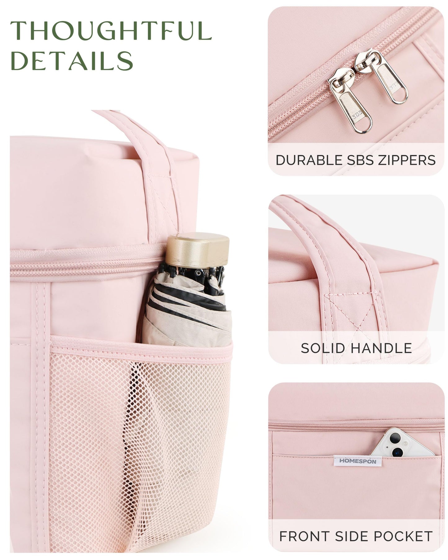 HOMESPON Lunch Box for Women Men - Insulated Lunch Bag Waterproof Lightweight Cooler Bag for Work, Picnic, Travel (Medium, Pink)