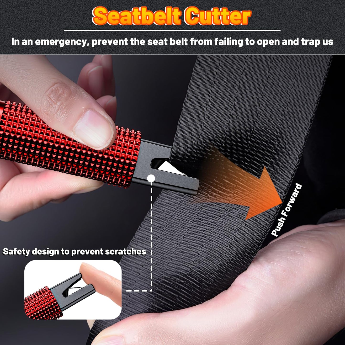 smosun Safehammer - Upgraded Safe Hammer Glass Breaker Under Water, Car Hammer Seatbelt Cutter Window Breaker Emergency Escape Tool, Safehammer Glass Breaker for New Cars (3PCS Red & Black & Silver)