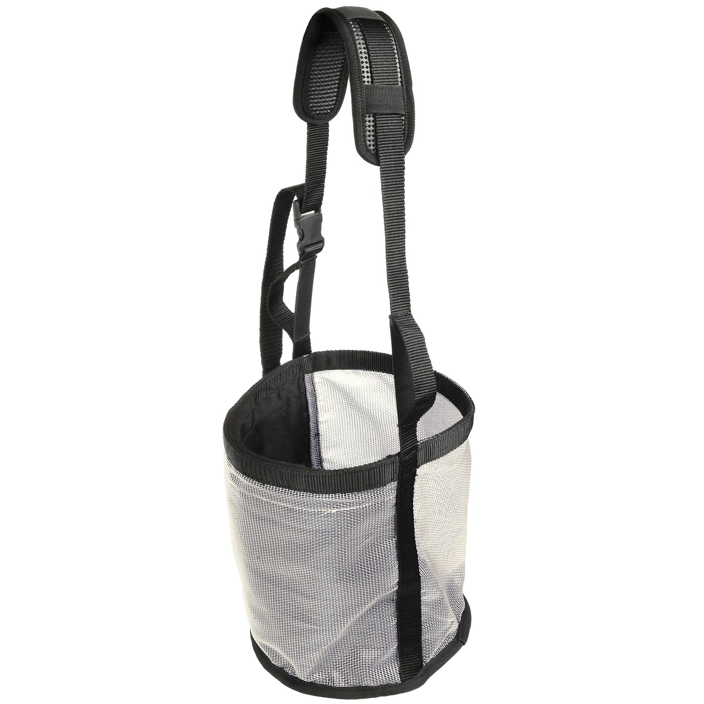 Majestic Ally Horse Feed Bag, Heavy Duty Nylon Mesh Grain Feed Bag, Adjustable Strap with Durable Snap and Elastic Straps, Comfort Neck Pad and Nose Pad (Full, Beige)