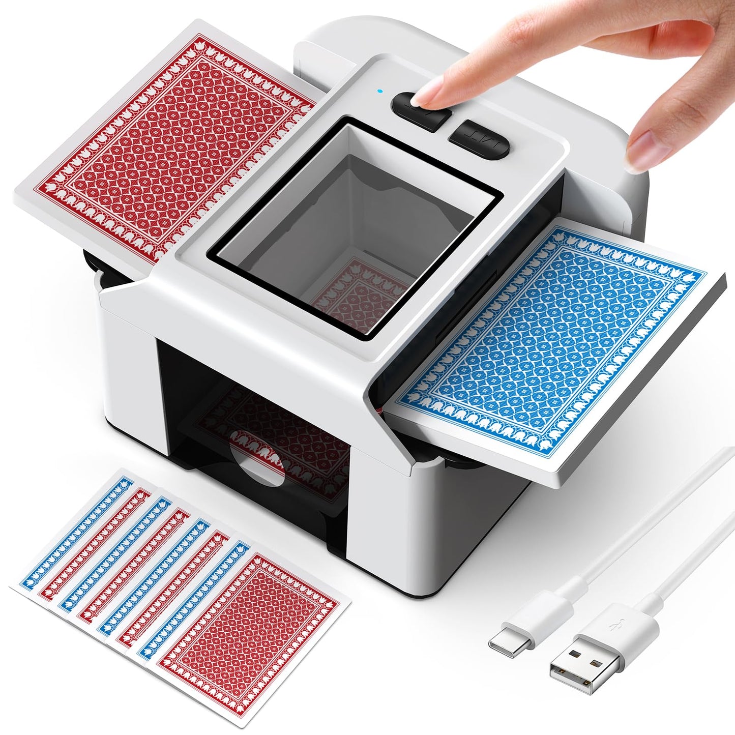 Automatic Card Shuffler 2 Decks, Beedove Rechargeable Electric Shuffling Machine with AUTO & Manual Mode, Low Noise, Portable Shuffler Machine for Poker, UNO, Blackjack, Home Card Games