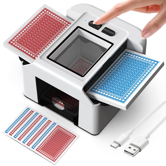 Automatic Card Shuffler 2 Decks, Beedove Rechargeable Electric Shuffling Machine with AUTO & Manual Mode, Low Noise, Portable Shuffler Machine for Poker, UNO, Blackjack, Home Card Games