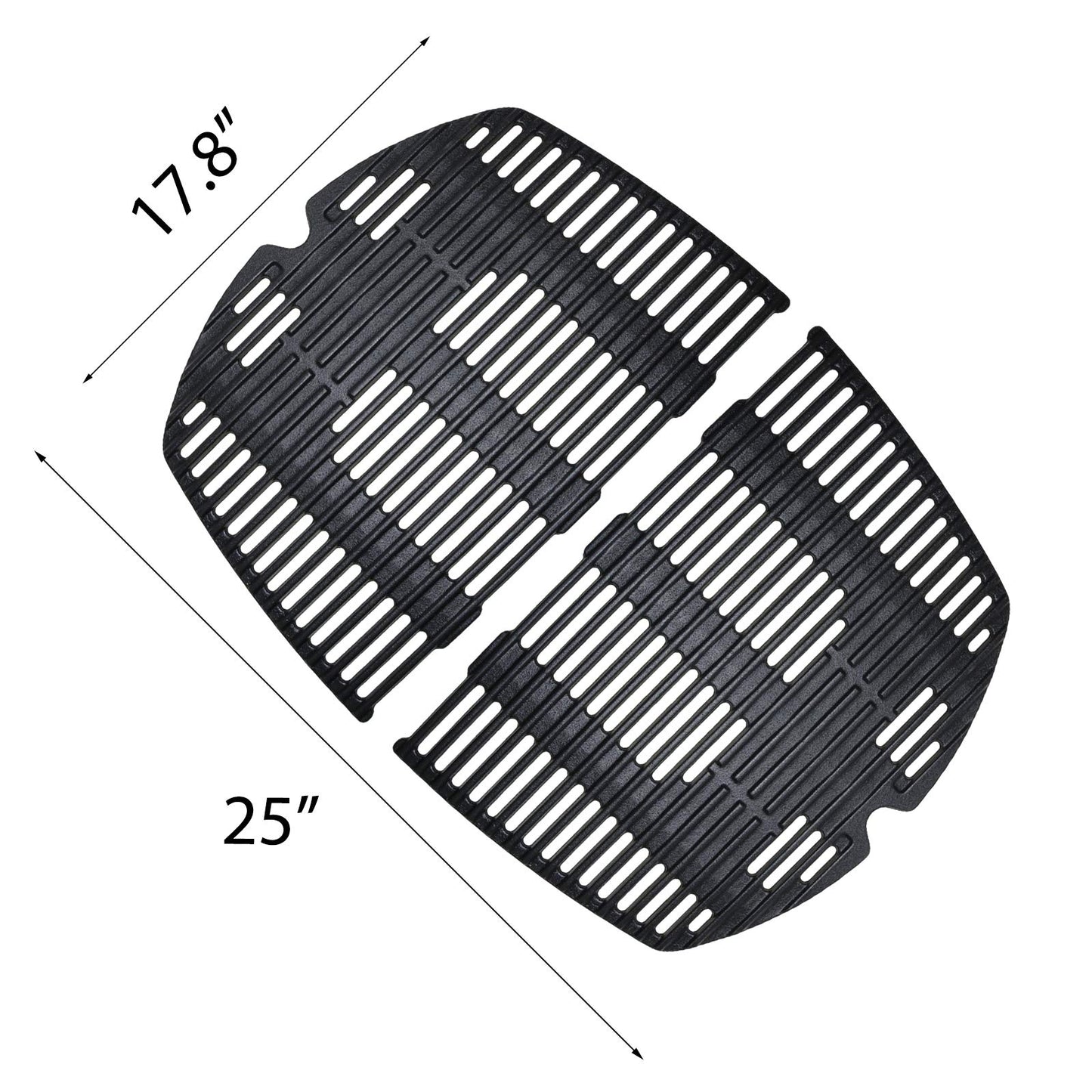 Utheer 7646 Cooking Grate for Weber Q300 Q320 Q3000 Q3200 Series Gas Grills, 25”x 17.8” Cast Iron Cooking Grid Replacemets for Weber 7646, 2 Pack