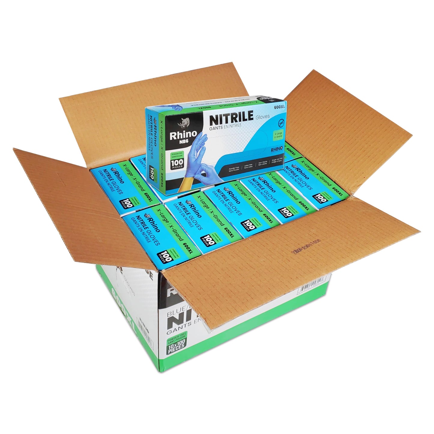 Rhino Blue Nitrile Disposable Gloves (1000 Count) Large Size, Latex-Free, Powder-Free, Non-Sterile Gloves For Food Handling, Cleaning