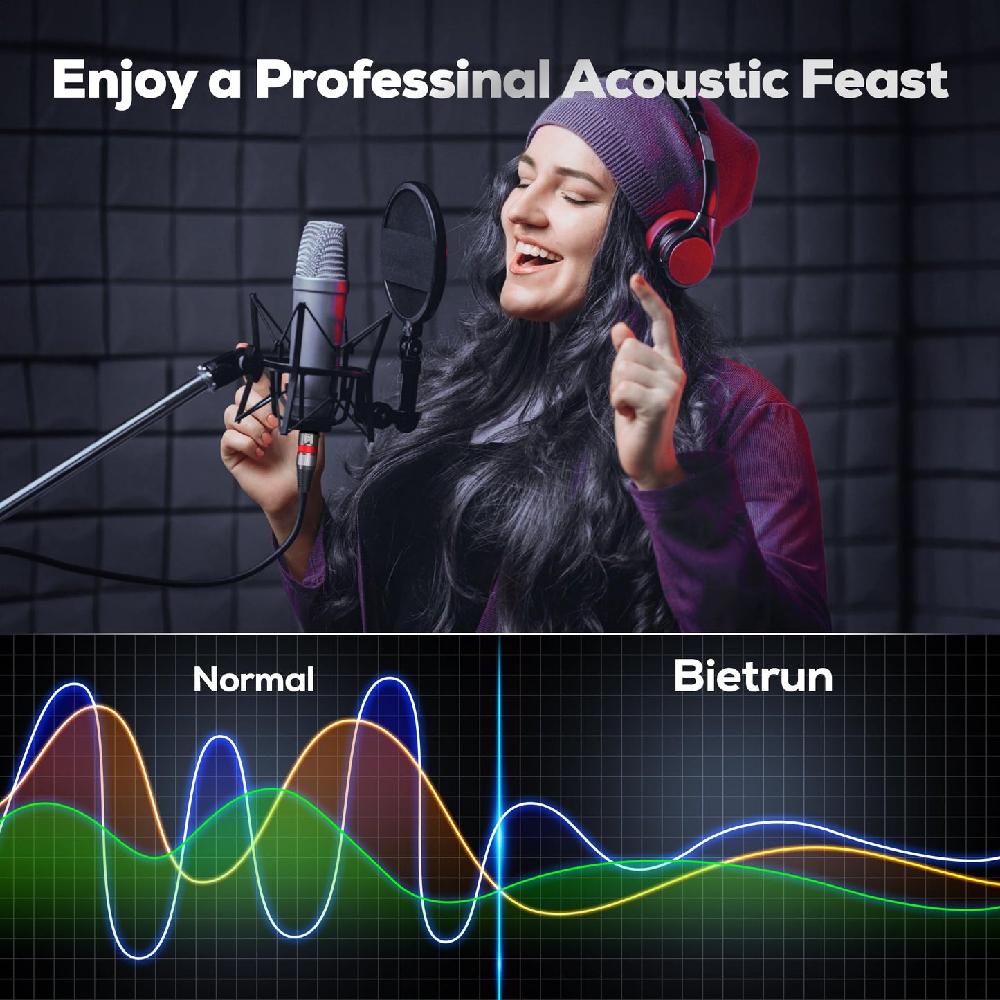 XLR Cables 50FT/16M 2 Packs, Premium Heavy Duty Balanced Microphone Cable with 3-Pin XLR Male to Female Microphone Cord Connector Compatible with Microphones,Mixer,Speaker Systems,Preamps and More