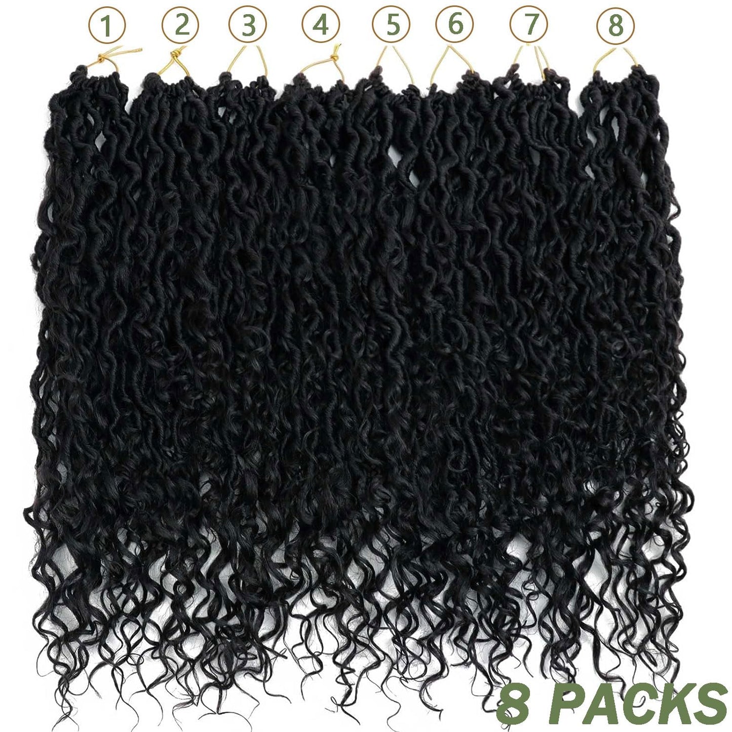 LMZIM 18 inch Goddess Locs Crochet Hair 8 Packs Boho Faux Locs Crochet Braids for Black Women Soft Locs Crochet Hair Pre Looped 1B