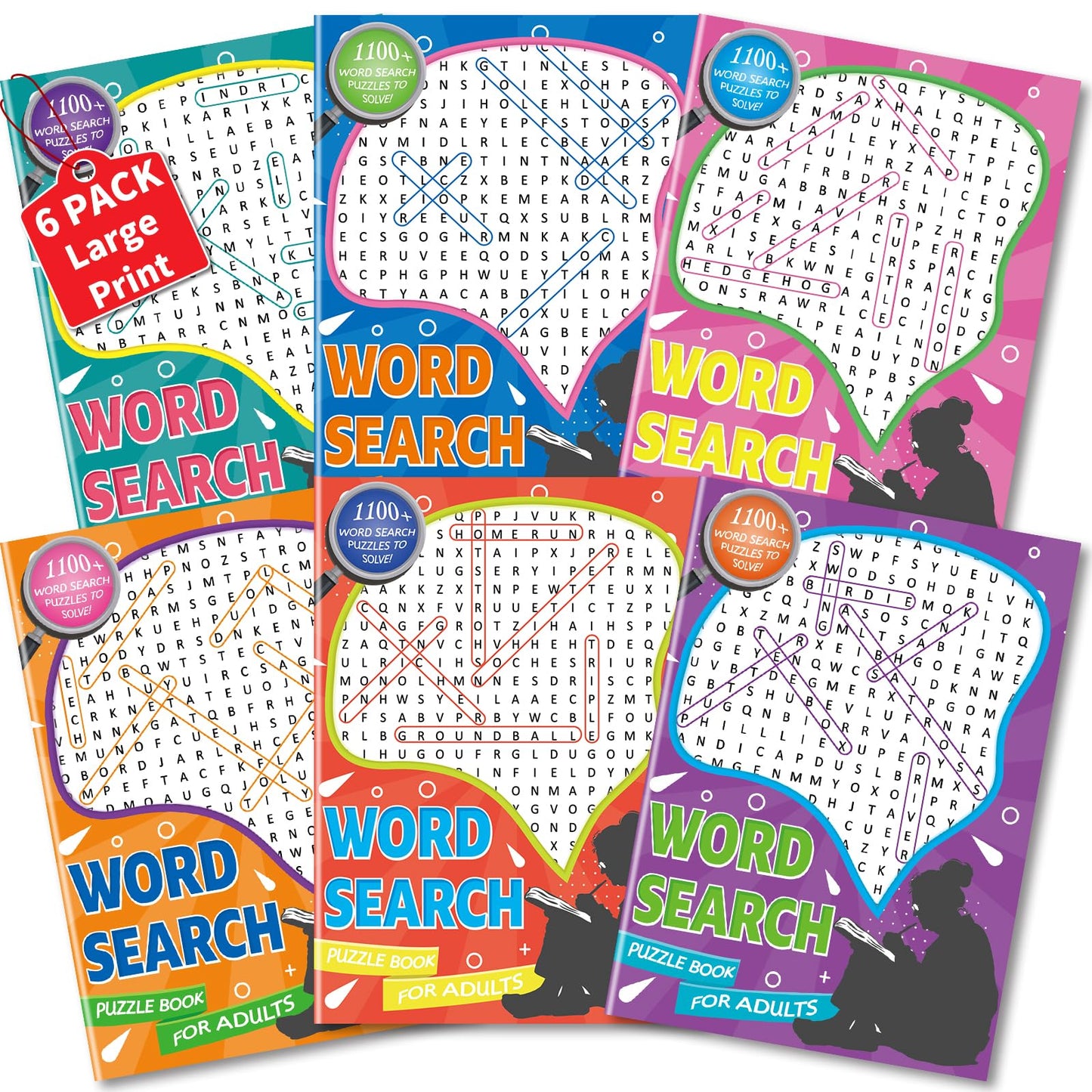 Kalysky 12 Pack Large Print Word Search Books for Adults Seniors Teens – 15000+ Words Bulk Word Puzzle Books Set for Elderly,Travel Road Trip Gift,Brain Games Activity Word Book