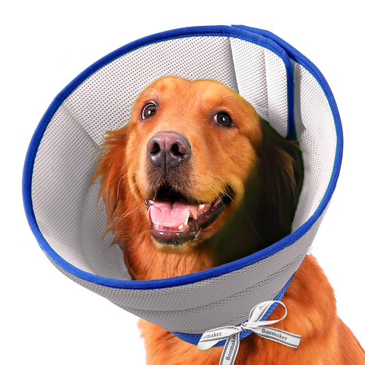Boomaker Extra Soft Dog Cone Alternative After Surgery, Breathable Dog Cones for Large Medium Small Dogs, Lightweight Dog Recovery Collar for Pet, Adjustable E-Collars for Dog, Elizabethan Collar (XL)
