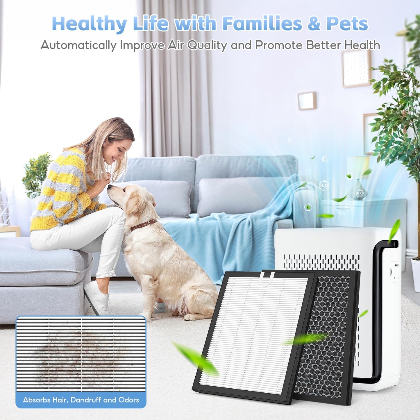 2 pack Vital 100S Replacement Filter Compatible with LEVOIT Vital 100S Air Purifie-r, 3-in-1 H13 Grade True HEPA, High-Efficiency Activated Carbon Vital 100S-P Filter, Vital 100S-RF