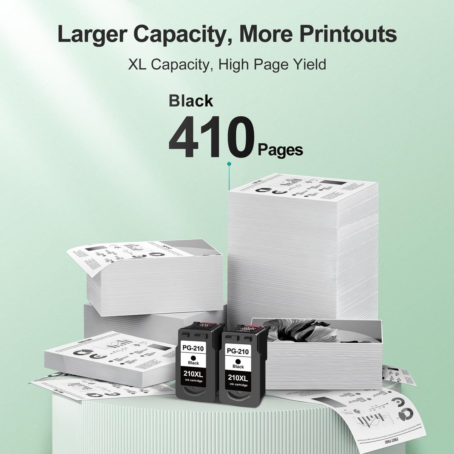 210XL 210 Black Remanufactured Ink Cartridge Replacement for Canon 210XL PG-210XL 210 use with Canon PIXMA MP495 MP240 MP280 MP480 MP490 MP499 MP250 MX410 IP2702 (2 Black)