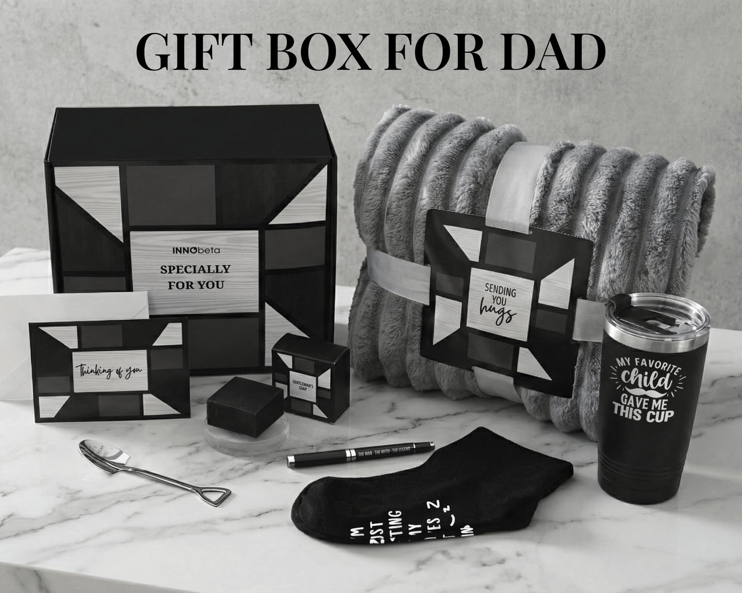 InnoBeta Dad Gifts from Daughter and Son, Practical Gift Baskets for Dad who Wants Nothing, for Birthday, Christmas, or Father’s Day