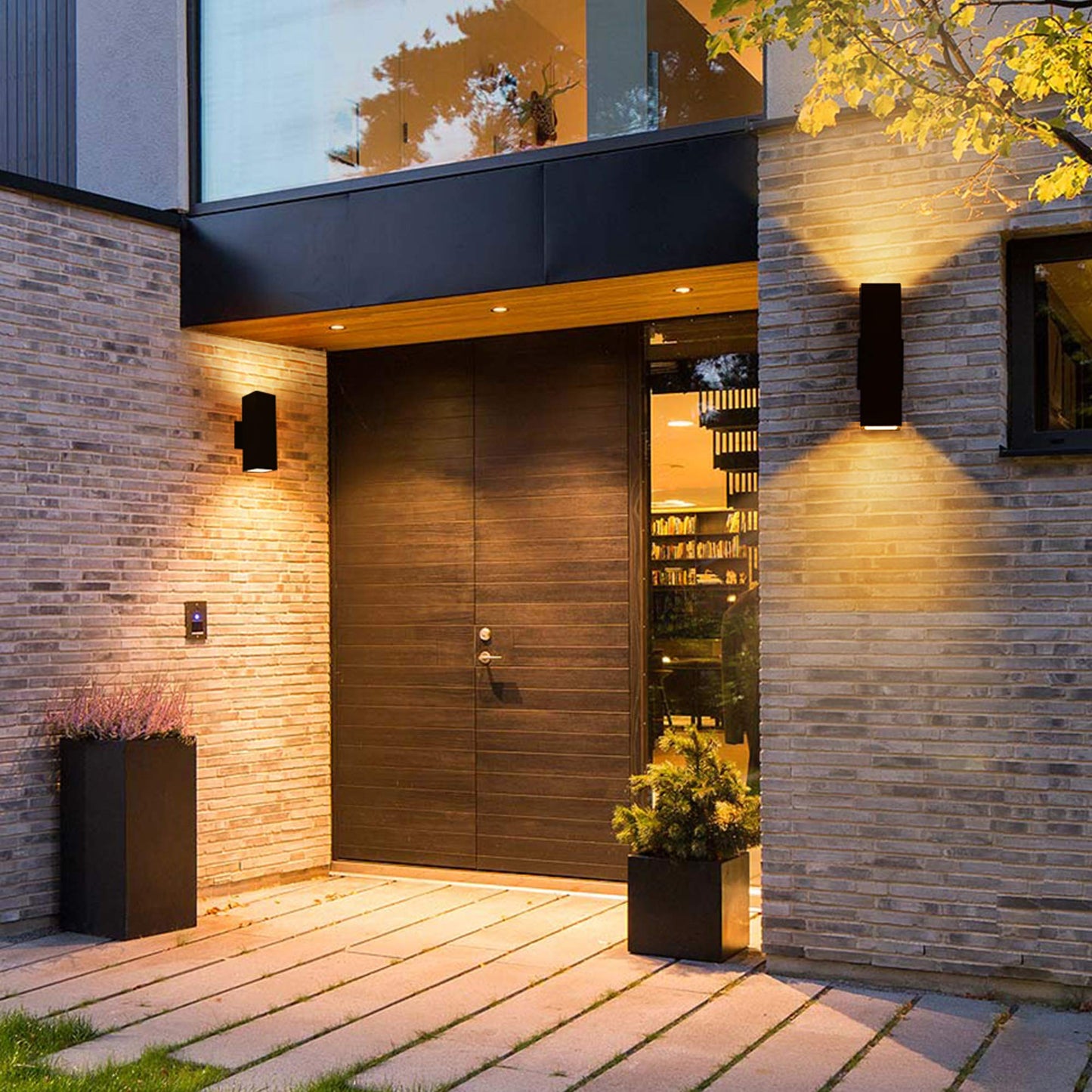 Outdoor Wall Lights, 2 Pack Outdoor Light Fixtures Wall Mount, Waterproof Exterior Light Fixture, Anti-Rust Wall Sconce with Black Aluminum Porch Light for Garage, Doorway, YOFOVI