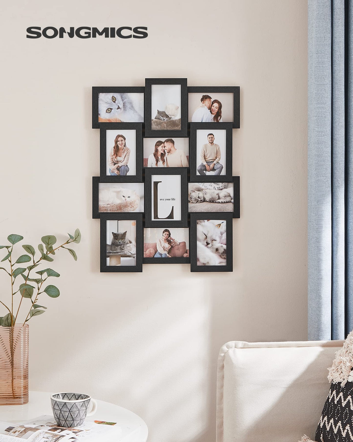SONGMICS Collage Picture Frames, 4x6 for Wall Decor 12 Pack, Assembly Required, Ink Black URPF26BK