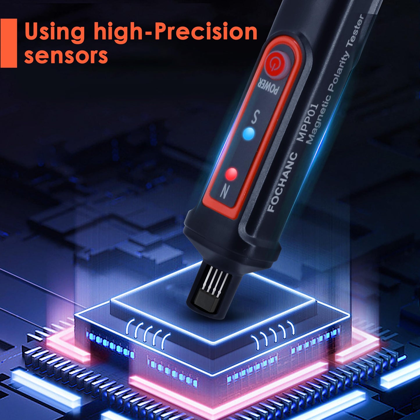 Magnetic Polarity Tester,Fochanc Magnet Detector,Identifying N/S Pole of Magnetic Objects,Battery Included (Orange)