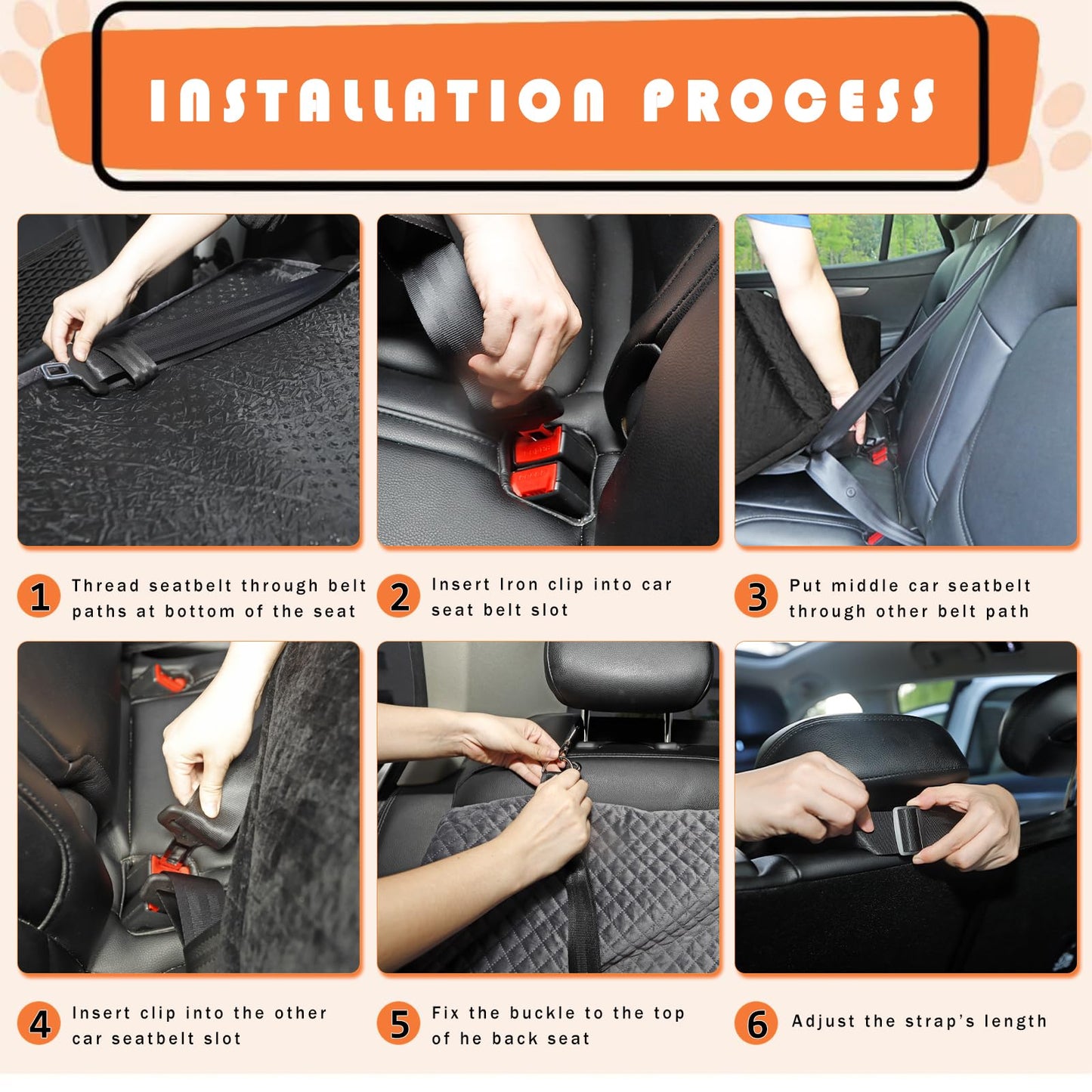 PALAMIL Dog Car Booster Seat for Large/Medium Dogs or 2 Small Dogs, Waterproof Elevated Pet Car Seat with Thick Cushion and Storage Pockets, Black/Grey