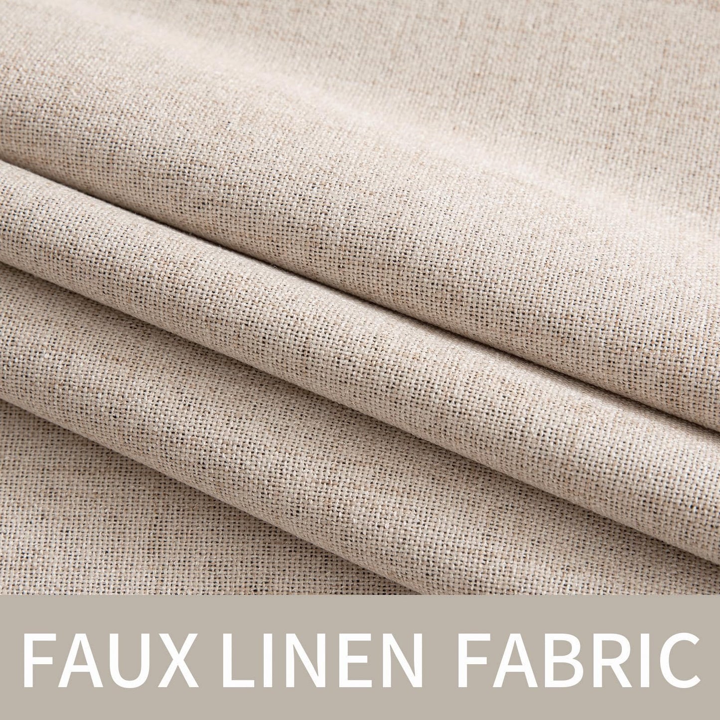 MIULEE 100% Blackout Linen Curtains for Bedroom Thermal Insulated Grommet Room Darkening Curtains & Drapes for Living Room Nursery, Beige, 52W x 90L inch (2 Panels)