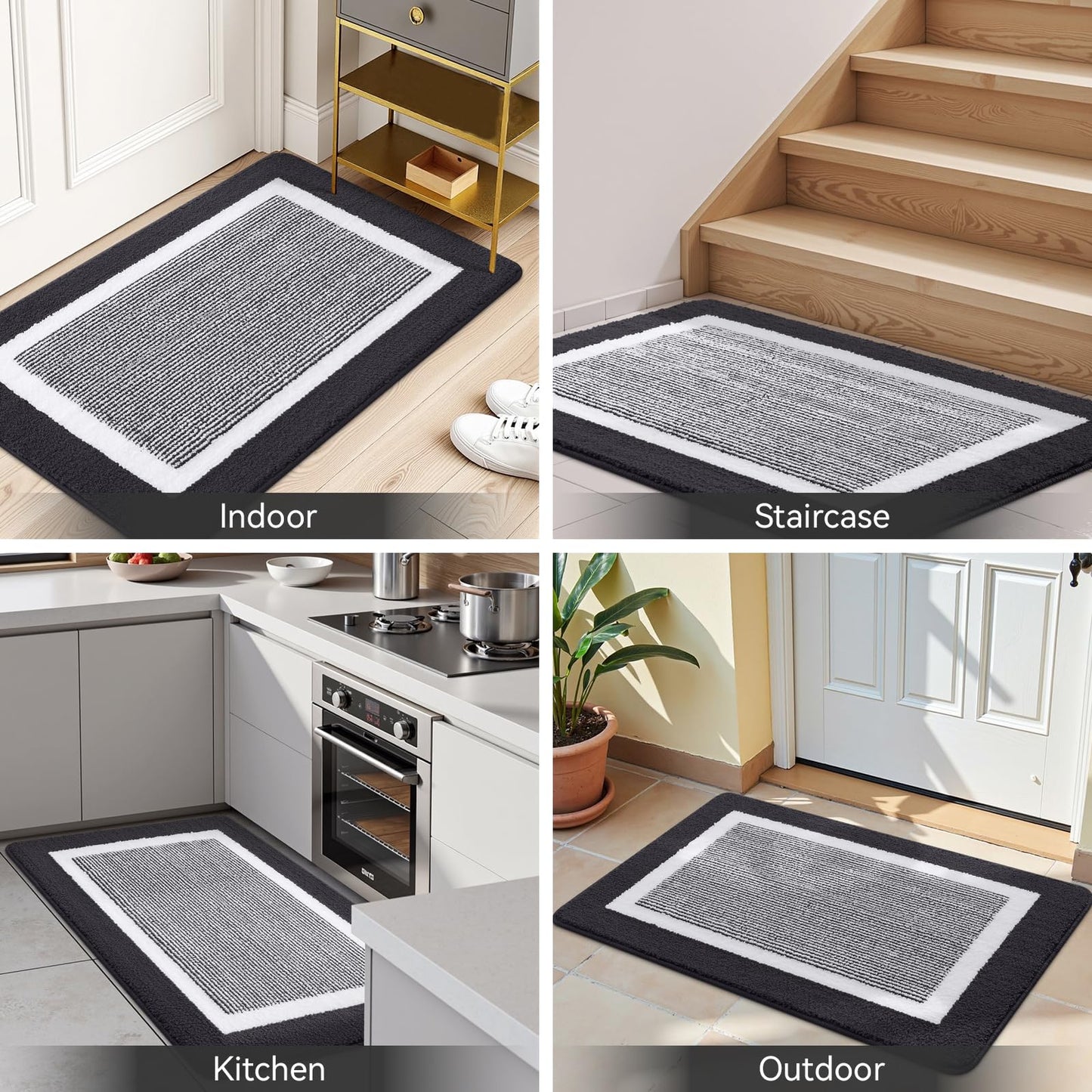 Kitinjoy Indoor Door Mat, Non-Slip Absorbent Mud Trapper Front Door Mats,Washable Durable Door Mats Indoor, Low-Profile Entryway Mat Entrance Mat Indoor, 48"x32", Dark Grey