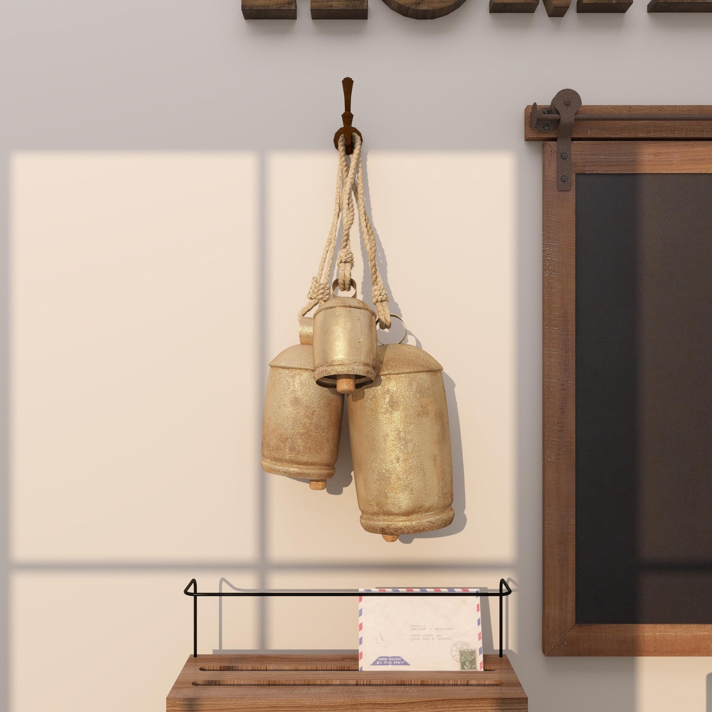 Deco 79 26719 3-Piece Metal Rope Cow Bell Set
