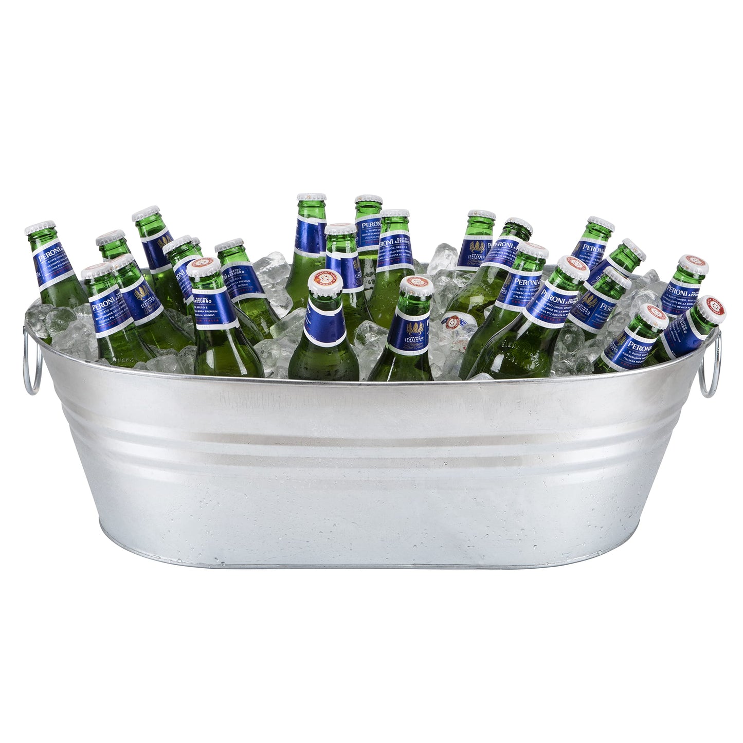 Katai - Galvanized Steel Drinks Bucket - Oval, 5.5 Gallon Rustic Style Drinks Tub, Carry Handles - with Bottle Opener