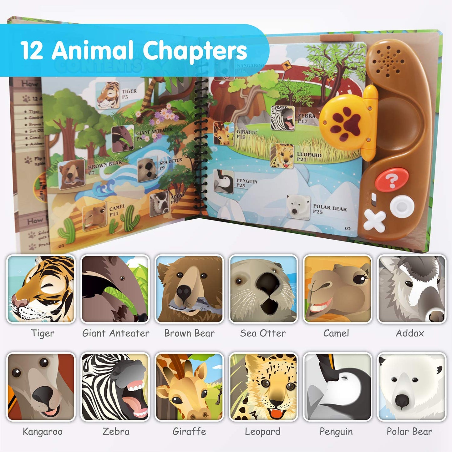 BEST LEARNING Book Reader Animal Kingdom - Talking Animal Sound Kids Book with Quiz Games for Kids Ages 3 to 8 Years Old - Boys and Girls Animal Lovers Birthday Present