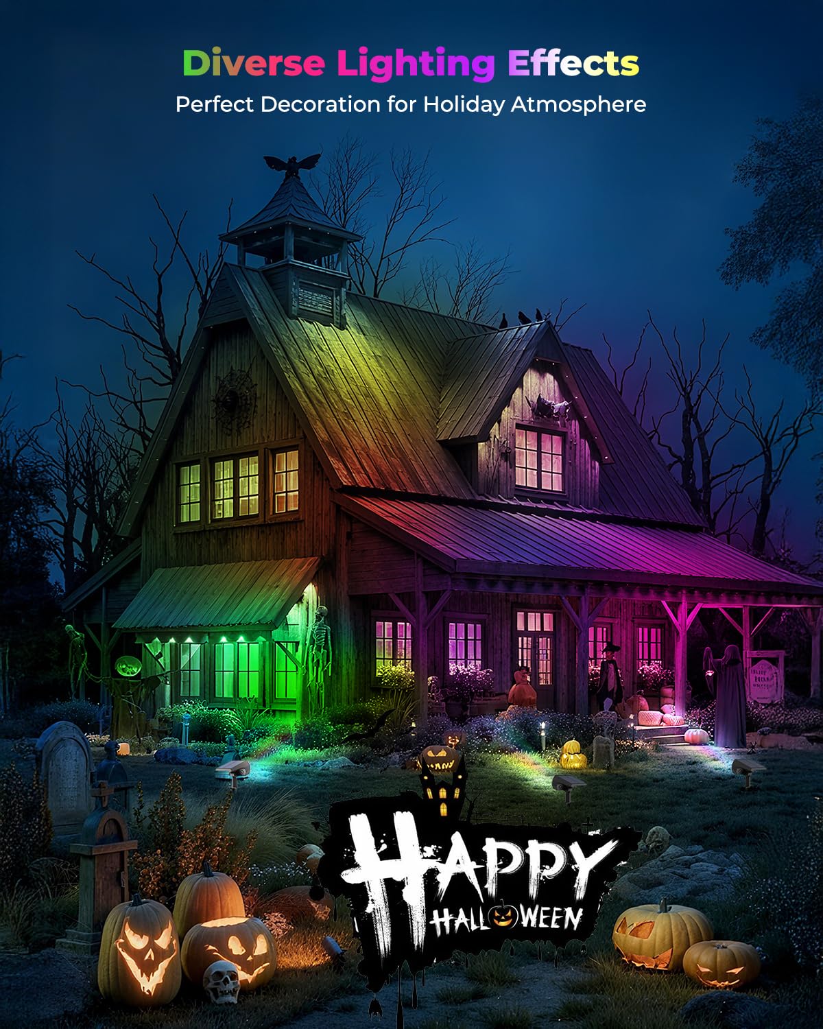 6 Packs Solar Christmas Garden Lights Outdoor, 18 LED RGB Solar Lights Outdoor, IP67 Waterproof, Adjustable Brightness Dusk to Dawn Solar Spotlights for Yard, Lawn, Walkway, Driveway