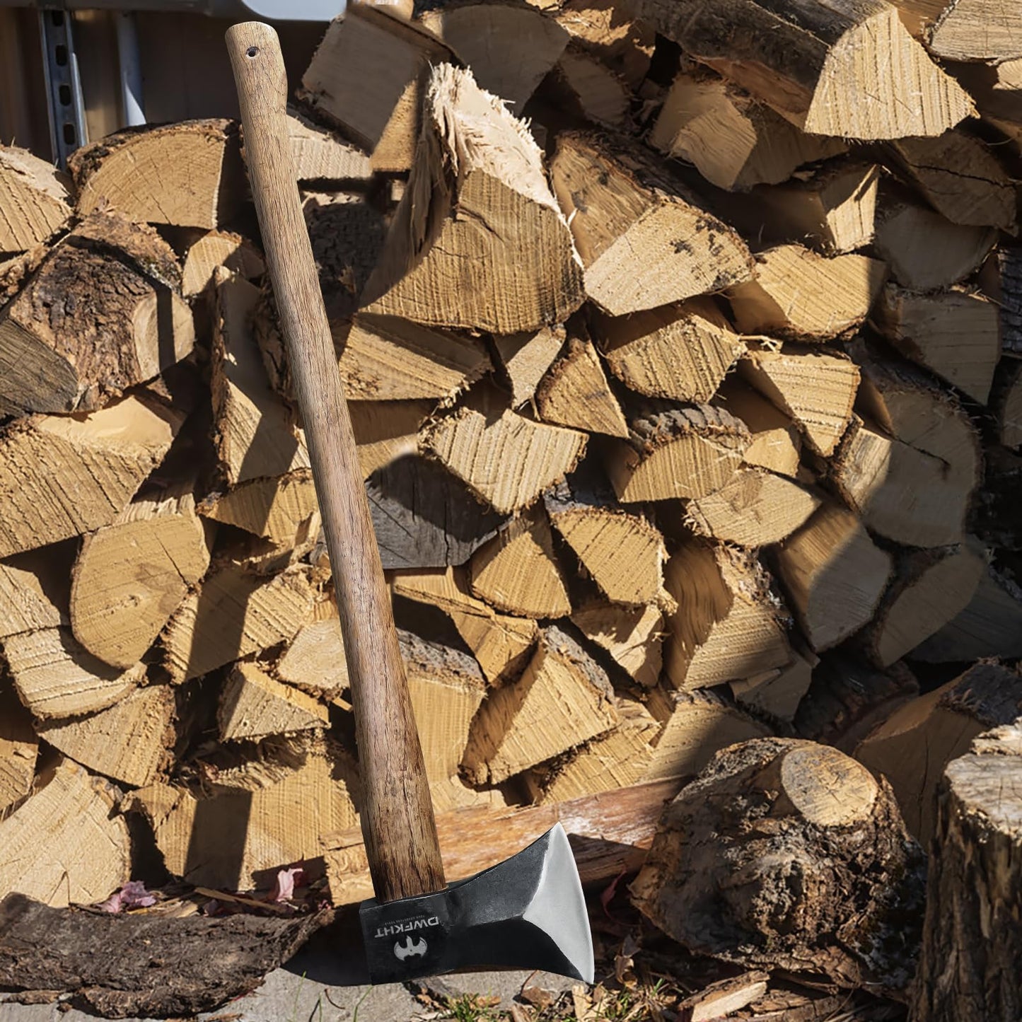 35.4" Splitting Axe, Wood Splitting with 1065 High Carbon Steel, Chopping Axe with Beech Wooden Handle for Chopping Firewood