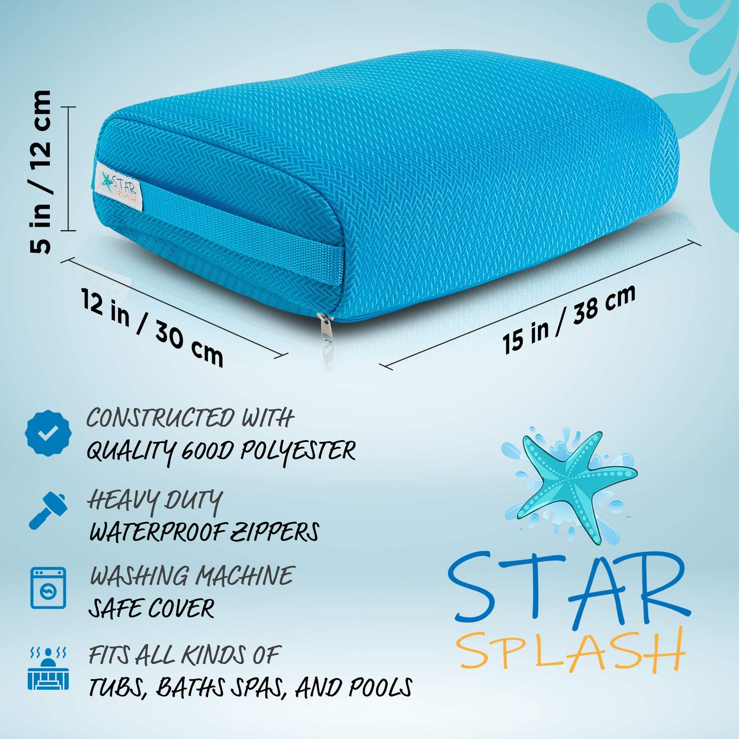 Star Splash Hot Tub Booster Seat, 15 x 12 x 5 Inches - Bath Cushion with Non-Slip Micro Dot Bottom and 6 Weight Sections - Quick Dry Inflatable Hot Tub Accessories for Adults and Kids