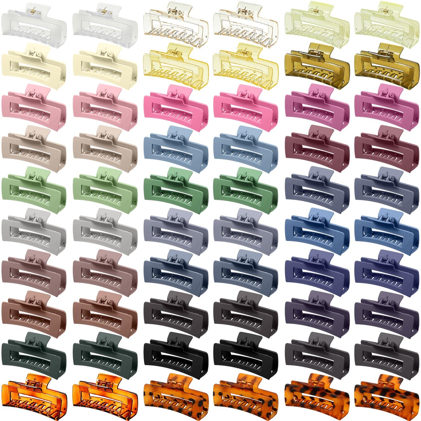 XunYee 60 Pcs Hair Clips Bulk Hair Claw Clips for Women Girls 4.1 Inch Large Rectangle Non-slip Square Strong Hold Jaw