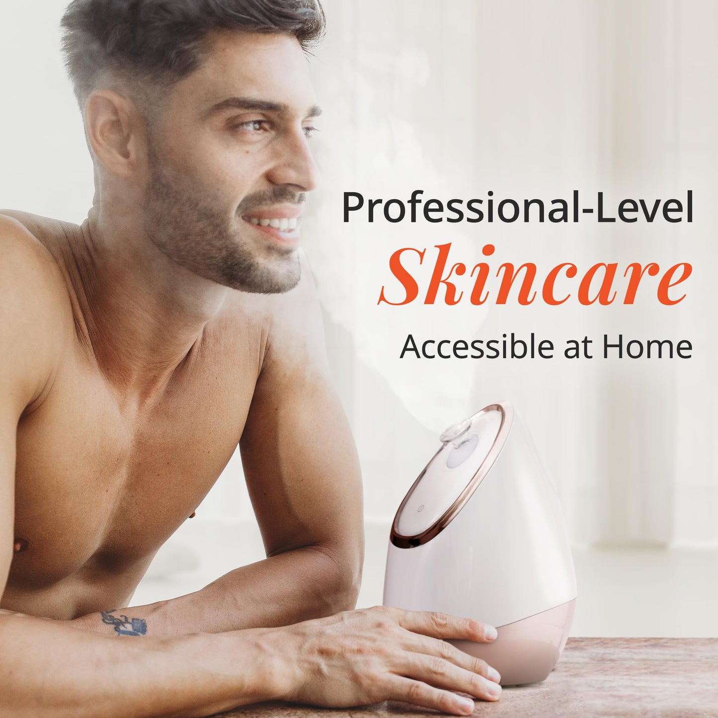 Aira Nano Ionic Facial Steamer by Vanity Planet - (Rose Gold) - Unclog Pores & Blackheads Cleaner Detoxifies, Cleanses & Moisturizes Skin - Adjustable Nozzle with Water Tank & 3 Essential Oil Baskets