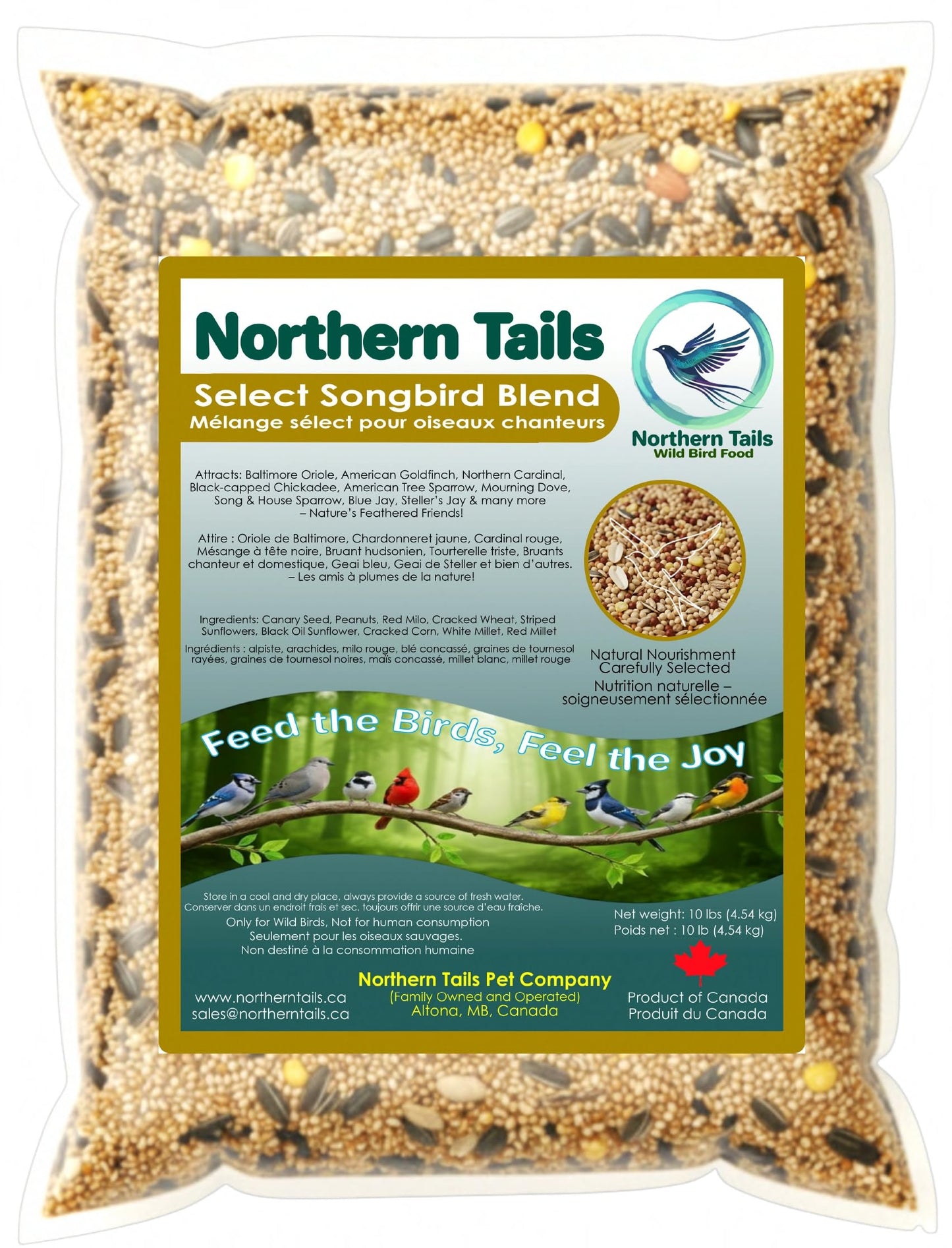 Northern Tails Select Wild Songbird Blend – Premium Bird Food for Backyard and Outdoor Feeders | Natural Wild Bird Seed | 10 lb (4.54 kg)