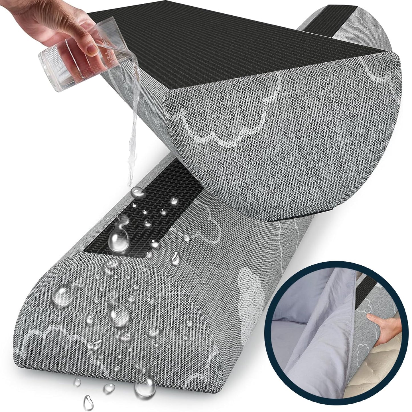 Sleepah Bed Rail for Toddlers (1 Pack) Memory Foam Bed Bumper Guard w Dual Non-Slip Pads (Top & Bottom) Bed Rail is Waterproof Washable Soft Removable Cover for Kids, Adults & Seniors (1)