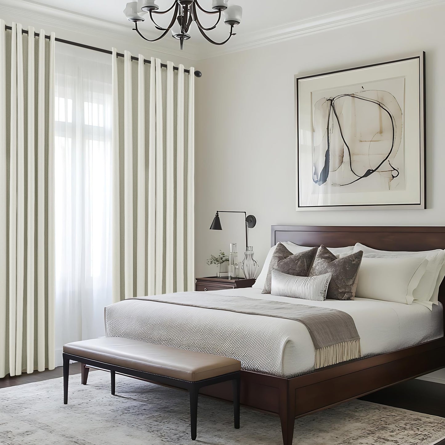 100% Blackout Linen Curtains 84 Inches Long Linen Textured Black Out Curtains Full Light Blocking Thermal Insulated Energy Saving Drapes Panels with White Liner 52x84 Inches 2 Panels Ivory White