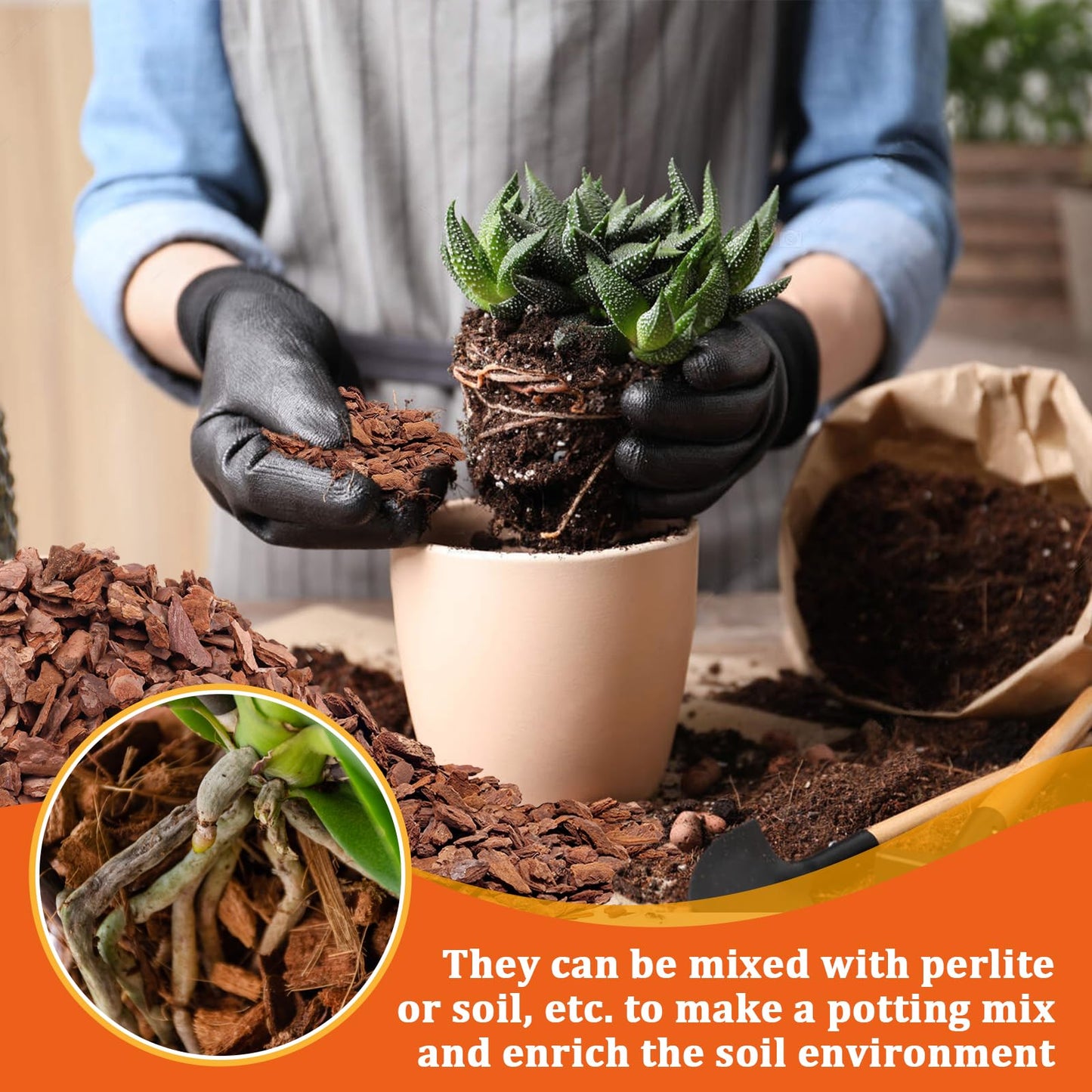 Legigo 10 litres Organic Orchid Potting Bark- All Natural Orchid Bark Potting Mix Pine Bark Wood Chips for Houseplant Mulch, Plants Root Development