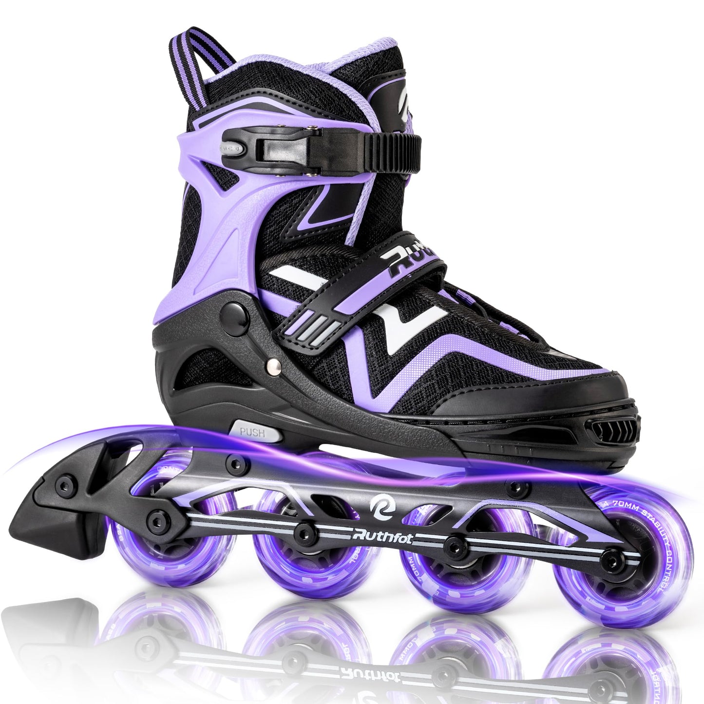 Ruthfot Adjustable Inline Skates for Boys and Girls, Light Up Skates for Ages 6-12 Kids Outdoor Illuminating Patines for Women and Men