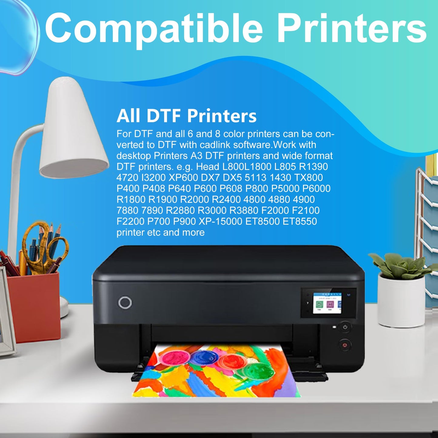 LCL Premium DTF White Ink 1000ML-DTF Transfer-Ink for PET Film, Refill for ET-8550 XP-15000 L1800 L805 R1390 R2400, Heat Transfer Printing Direct to Film (1000ml x 1, White)
